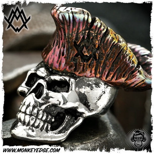 Ace Metal Works Bead: Ace Founding Father with Stamp - Silver/Copper Flamed Red Tones