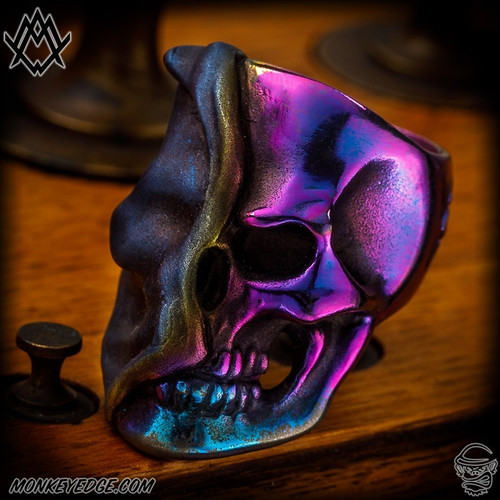 Ace Metal Works Ring: Ace Reveal Skull Large - Titanium Two Tone