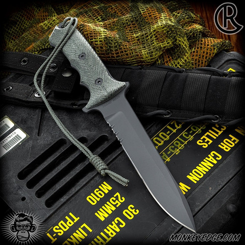 Chris Reeve Knives Fixed: Green Beret 7 Inch - Black w/Serrations