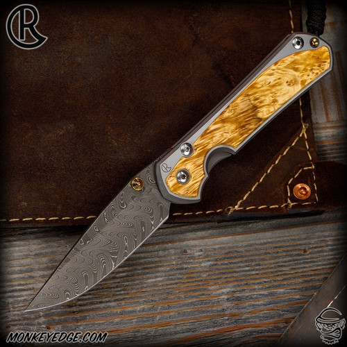 Chris Reeve Knives Folder: Sebenza 31 Large Inlay - Drop Point Box Elder Boomerang Damascus (CRK0400-SC352)