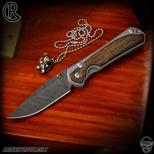 Chris Reeve Knives Folder: Sebenza 31 Small Inlay - Drop Point Bog Oak Boomerang Damascus
