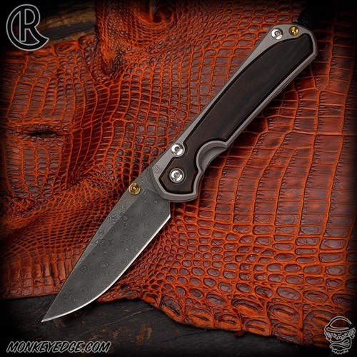 Chris Reeve Knives Folder: Sebenza 31 Small Inlay - Drop Point Macassar Ebony Raindrop Damascus