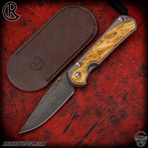 Chris Reeve Knives Folder: Sebenza 31 Small Inlay - Drop Point Box Elder Raindrop Damascus