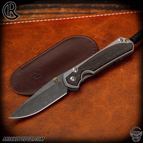 Chris Reeve Knives Folder: Sebenza 31 Small Inlay - Drop Point Bog Oak Raindrop Damascus