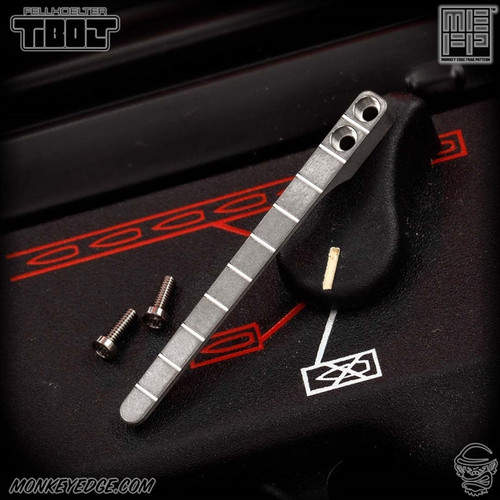 Fellhoelter TiBolt Machined Clip - Titanium Tumbled BigAss FRAG - Monkey Edge FRAG Pattern