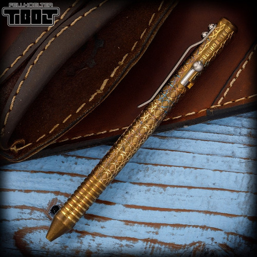 Fellhoelter TiBolt Pen - Brass Tumbled Circles w/Rings