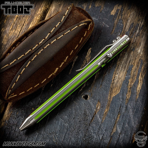 Fellhoelter TiBolt Pen - Titanium Satin/Green Cerakote Fluted Cptn Axel Collab