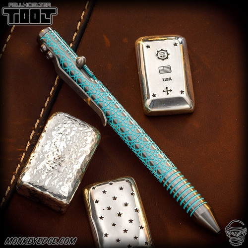 Fellhoelter TiBolt Pen - Titanium Satin/Tiffany Blue Cerakote Circles w/Rings Cptn Axel Collab
