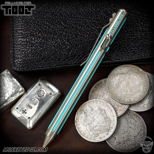 Fellhoelter TiBolt Pen - Titanium Satin/Tiffany Blue Cerakote Fluted Cptn Axel Collab