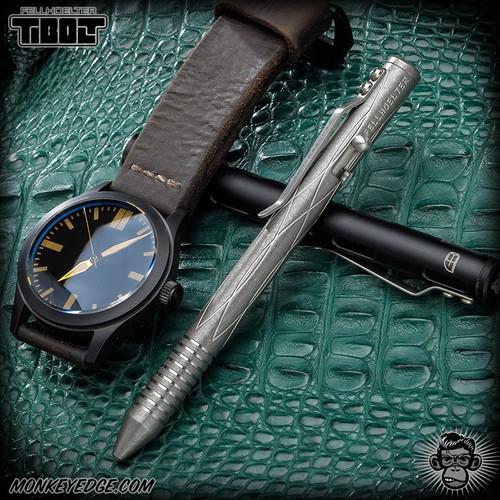 Fellhoelter TiBolt Pen - Titanium Tumbled Sine Wave w/Rings