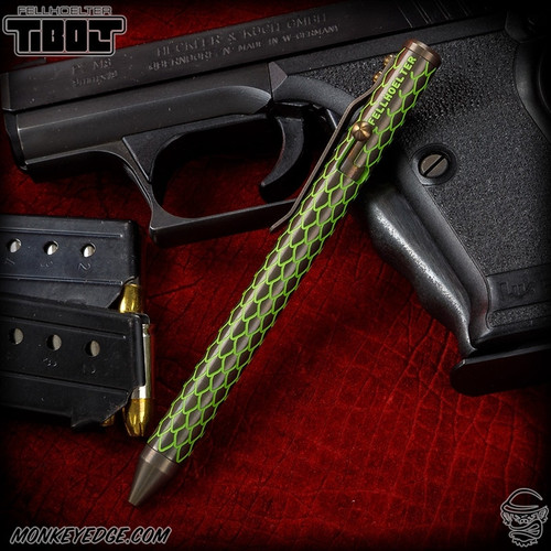 Fellhoelter TiBolt Pen - Titanium Two Tone/Green Cerakote Dragon Cptn Axel Collab