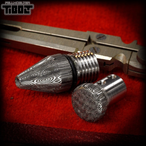 Fellhoelter TiBolt Tip + End Cap - Damasteel Bluetongue