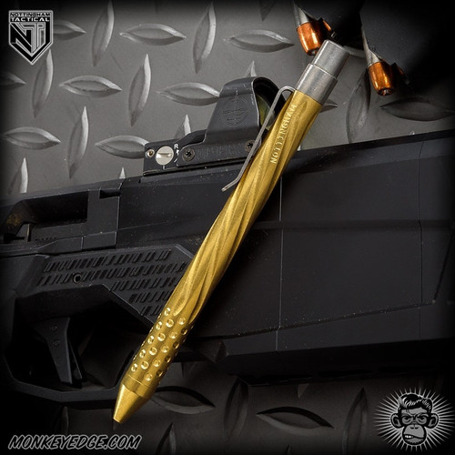 Nottingham Tactical: G2 Full Size Pen - Brass Tumbled Spiral Fluted w/Dots - TiClicker