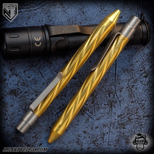 Nottingham Tactical: Standard Pen - Brass Tumbled Spiral Fluted - TiClicker