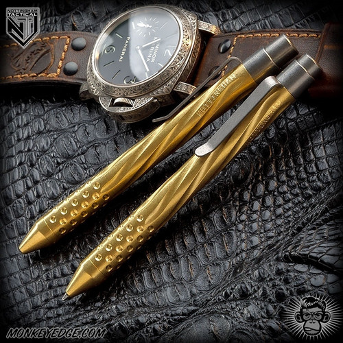 Nottingham Tactical: Standard Pen - Brass Tumbled Spiral Fluted w/Dots - TiClicker