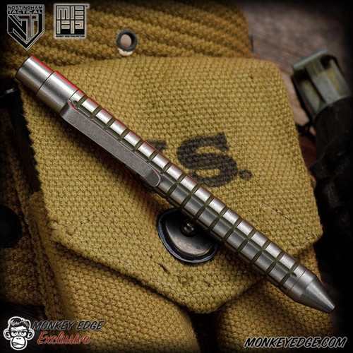 Nottingham Tactical Pen: Standard - Titanium OD Green - Monkey Edge FRAG Pattern - TiClicker
