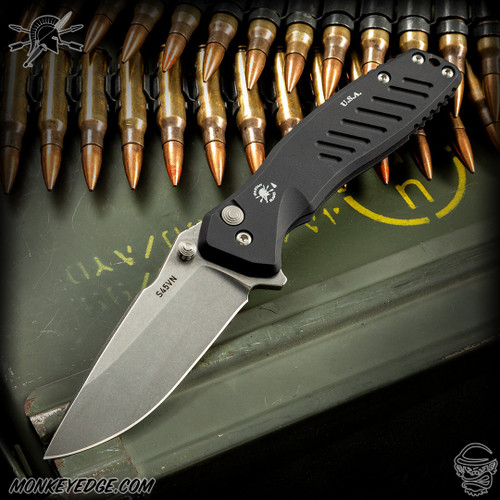 Spartan Blades Folder Pallas Button Lock - Stonewashed
