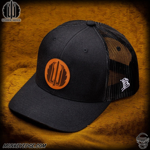 Strider Knives Hat: Strider Logo Leather - Tan/Black