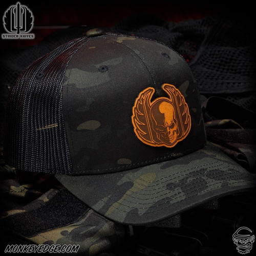 Strider Knives Hat: Winged Skull Tan/Black - Black Multicam