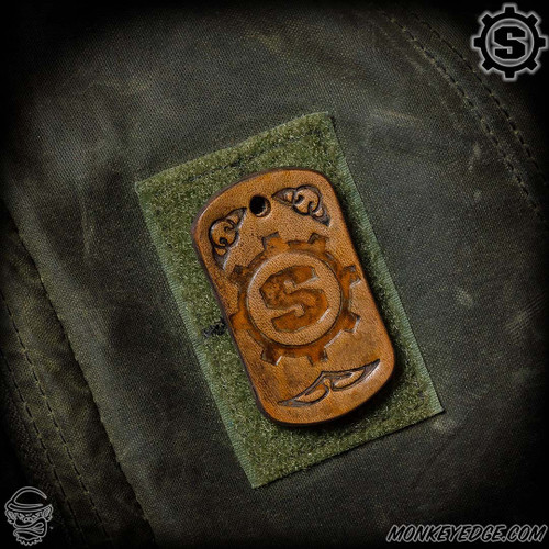 Starlingear Leather Patch: Dog Tag Vintage S-Gear - Tan (SG3363)