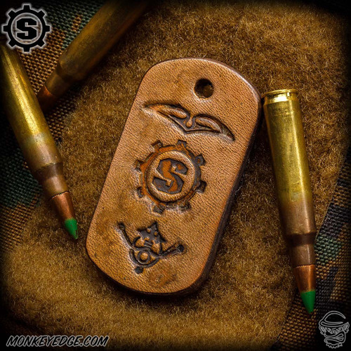 Starlingear Leather Patch: Dog Tag Vintage S-Gear - Tan