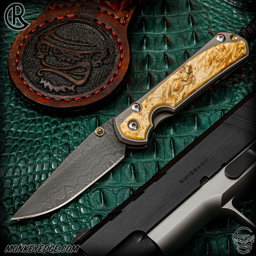 Chris Reeve Knives Folder: Sebenza 31 Small Inlay - Drop Point Box Elder Ladder Damascus