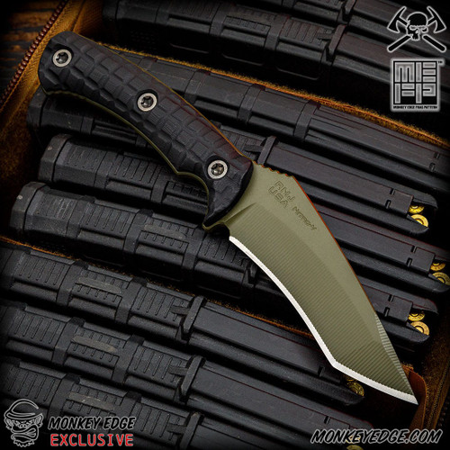 RMJ Tactical Fixed Blade: Peregrine - Sniper Green Monkey Edge FRAG Pattern
