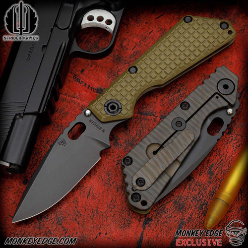 Strider Knives Folder: SnG Dagger Grind - OD Green G10 Monkey Edge FRAG Pattern (CPM-3V)