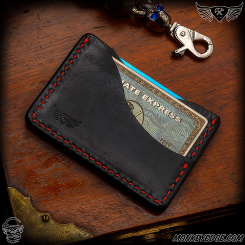 Chattanooga Leather Works Open Carry Wallet - Black/Red Monkey Edge Exclusive