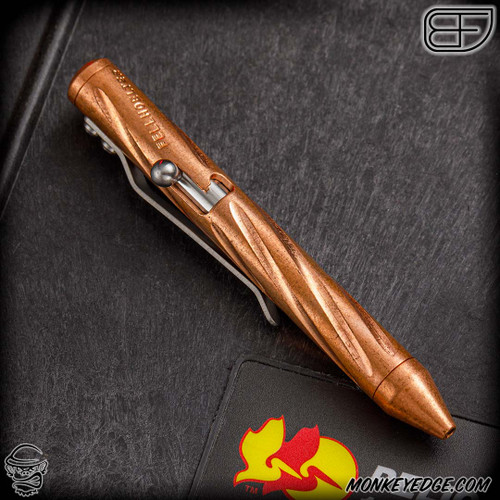 Fellhoelter TiNyBolt Pen - Copper Tumbled Spiral Fluted