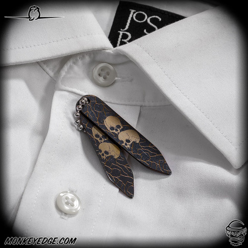 Dmitry Streltsov Collar Stay: Skulls - Titanium Two Tone Skull Engraved