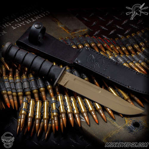 Spartan Blades Fixed: Spartan-KA-BAR - Flat Dark Earth/Black w/Leather Sheath
