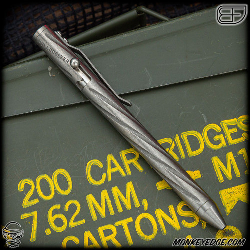 Fellhoelter TiBolt Pen - Titanium Two Tone Tumbled Spiral Fluted Left Handed