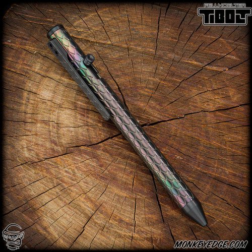 Fellhoelter TiBolt Pen - Zirconium Oil Slick Dragon w/Milled Clip + Zirc Bolt + Tip + End Cap