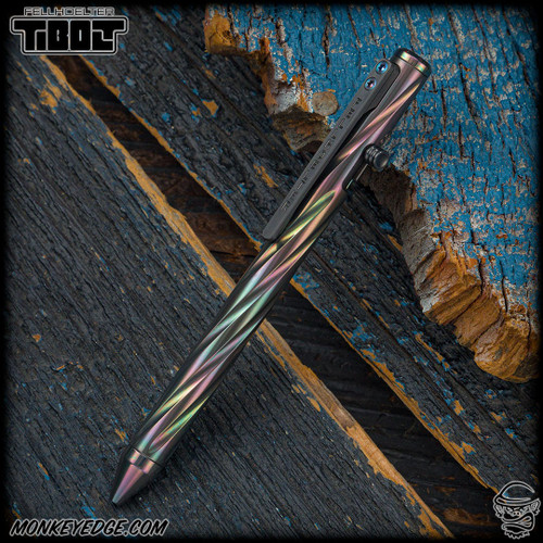 Fellhoelter TiBolt Pen - Zirconium Oil Slick Spiral Fluted w/Zirc Clip + Bolt
