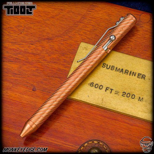 Fellhoelter TiBolt Pen - Copper Tumbled Spiral Engraved