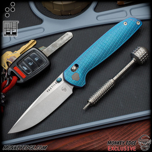 Tactile Knife Co: Maverick - Titanium Two-Tone Blue Monkey Edge FRAG Pattern
