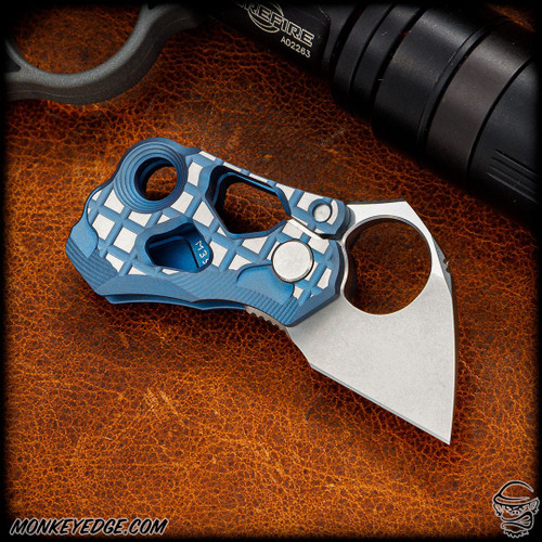 Alexey Konygin Microhierax Slipjoint - Blue/Satin Monkey Edge FRAG Pattern
