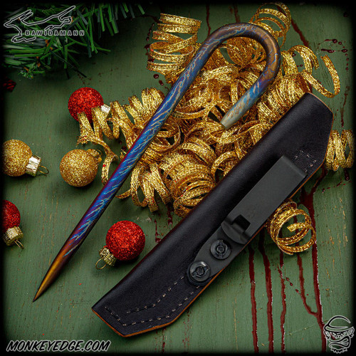Bawidamann Sugar Shiv - Titanium Winter Storm w/Leather Sheath