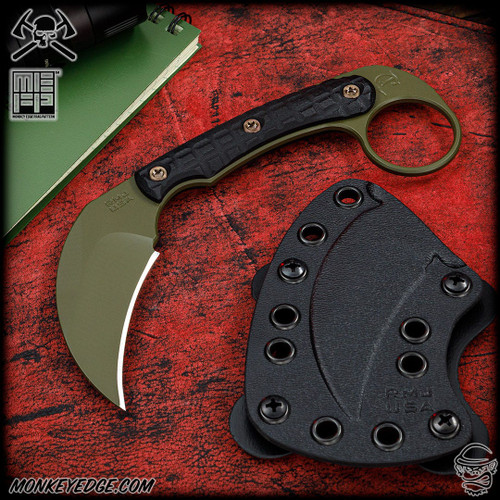 RMJ Tactical Fixed Blade: Korbin - Sniper Green Monkey Edge FRAG Pattern