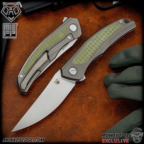 Shirogorov Knives: Quantum NL - Tumbled/Green G10 Monkey Edge FRAG Pattern