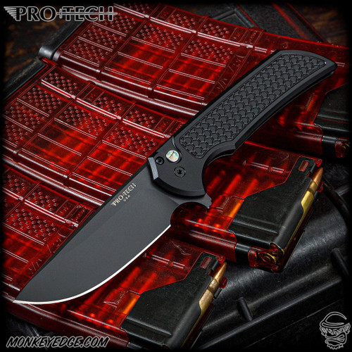 Pro-Tech Knives: Texas Mordax - Black DLC w/Abalone Button