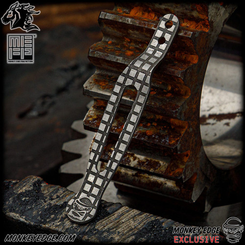 Hinderer Pocket Clip: Titanium Stonewashed Monkey Edge FRAG Pattern