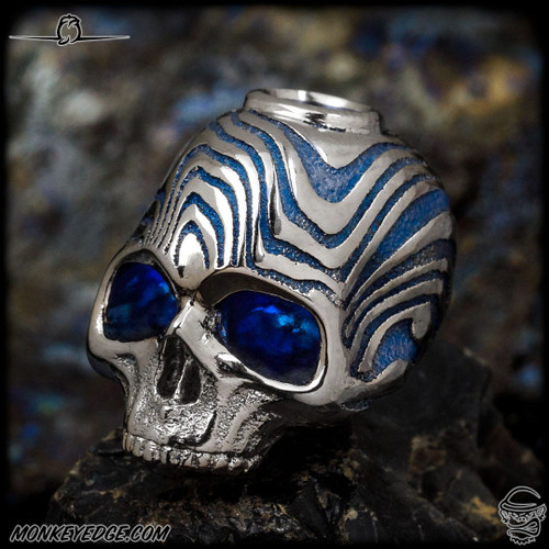 Dmitry Streltsov Bead: Lucky - Titanium Damask Engraved Blue