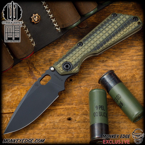 Strider Knives Folder: SnG Dagger Grind - Dirty Olive G10 Monkey Edge FRAG Pattern (CPM-3V)