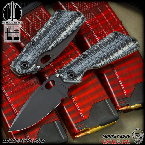 Strider Knives Folder: SnG Dagger Grind - Gray/Black G10 Monkey Edge FRAG Pattern (CPM-3V)