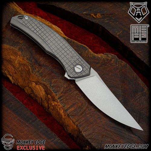 Shirogorov Knives: Quantum Monkey Edge FRAG Pattern - Tumbled LEFT HANDED