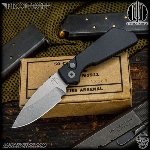 Pro-Tech Knives: Strider PT Auto - Stonewashed/Black