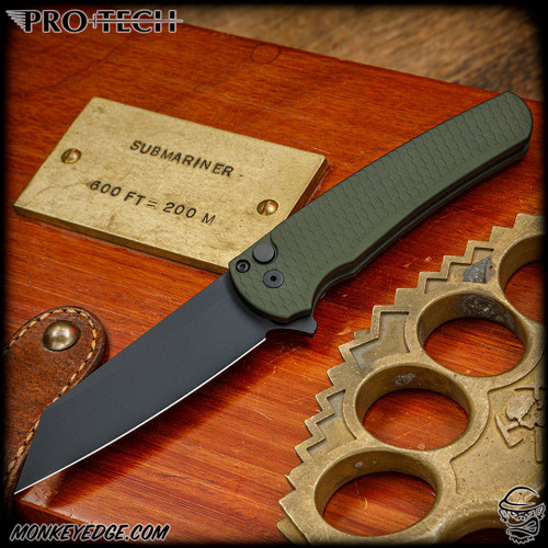 Pro-Tech Knives: Malibu Reverse Tanto - Black DLC/Green Dragon Scale