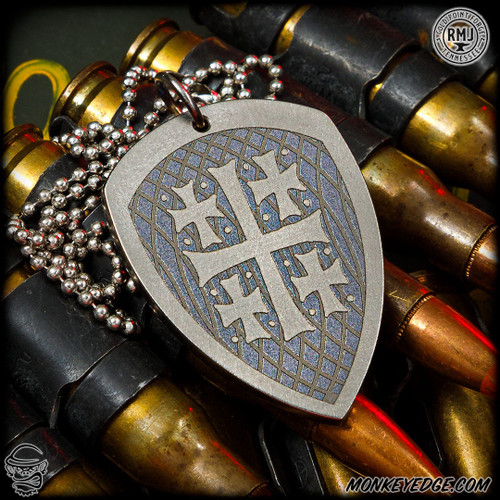 RMJ Tactical: Gold Point Pendant Jerusalem Crusader Cross - Titanium